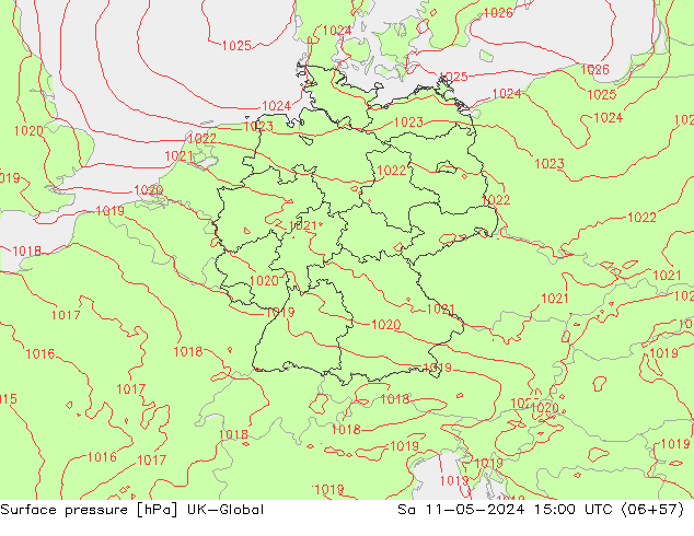 Surface pressure UK-Global Sa 11.05.2024 15 UTC