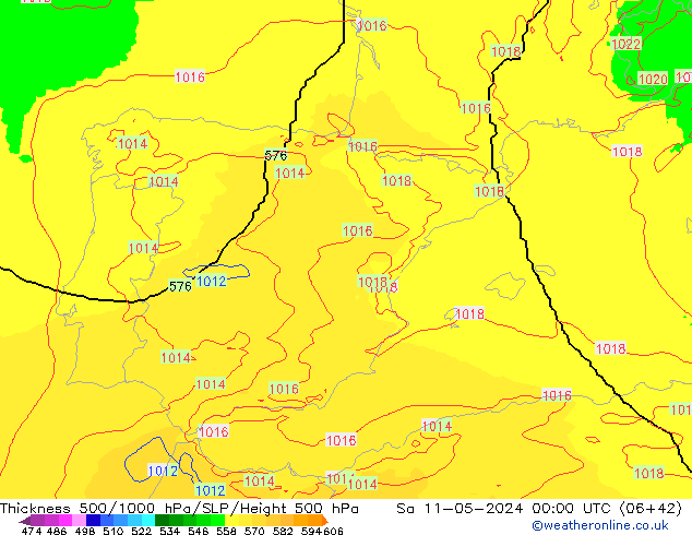 Thck 500-1000hPa UK-Global Sa 11.05.2024 00 UTC