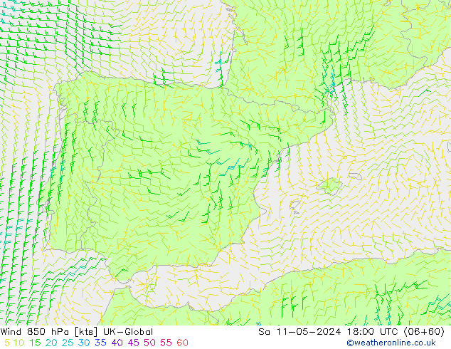 Wind 850 hPa UK-Global Sa 11.05.2024 18 UTC