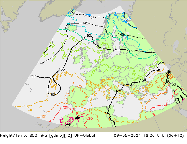 Height/Temp. 850 hPa UK-Global  09.05.2024 18 UTC