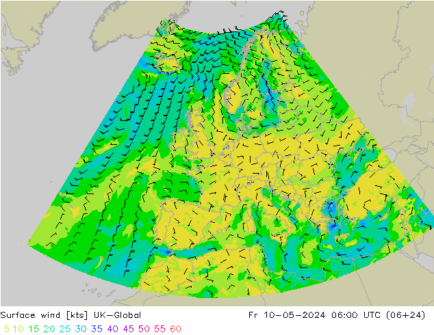 Wind 10 m UK-Global vr 10.05.2024 06 UTC