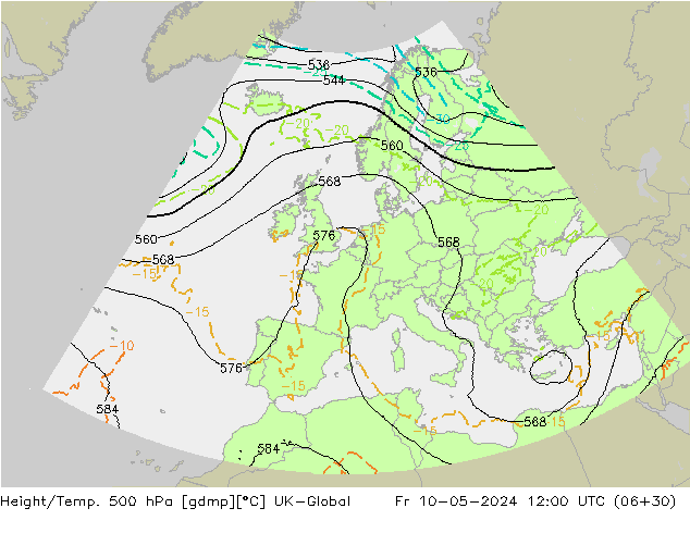 Height/Temp. 500 hPa UK-Global Sex 10.05.2024 12 UTC