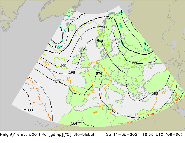 Yükseklik/Sıc. 500 hPa UK-Global Cts 11.05.2024 18 UTC