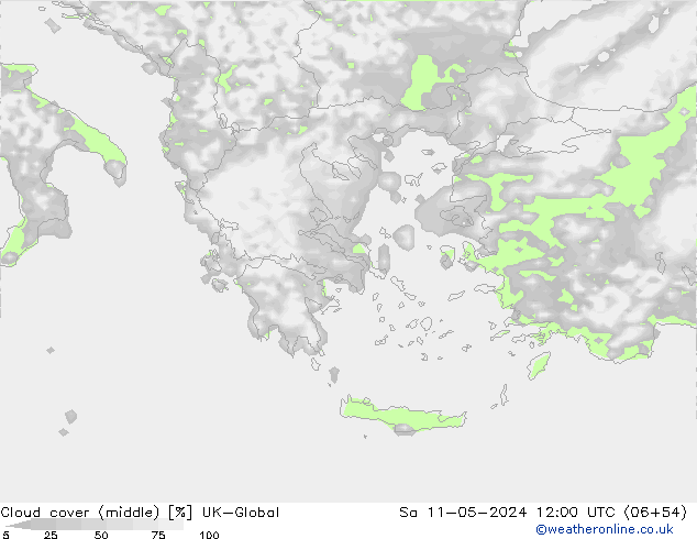 Nuages (moyen) UK-Global sam 11.05.2024 12 UTC
