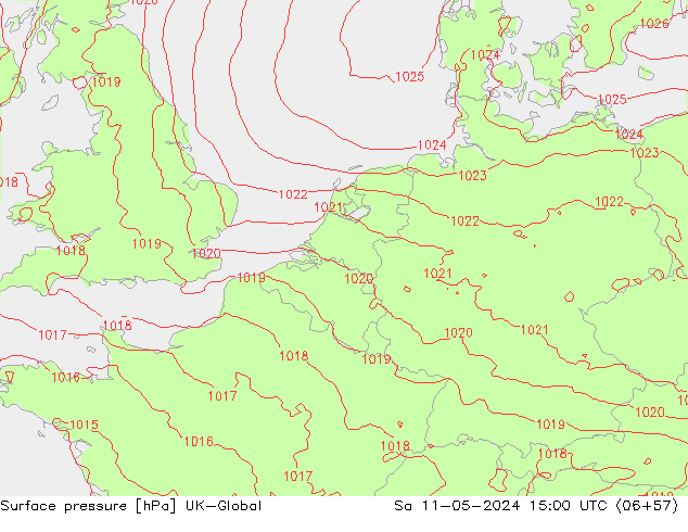 приземное давление UK-Global сб 11.05.2024 15 UTC
