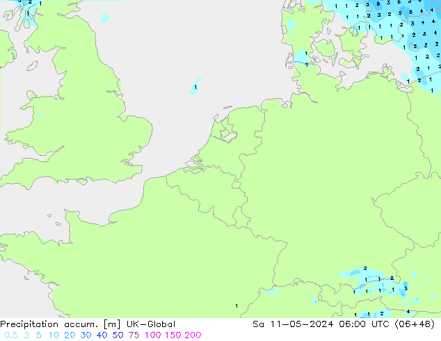 Precipitation accum. UK-Global Sa 11.05.2024 06 UTC