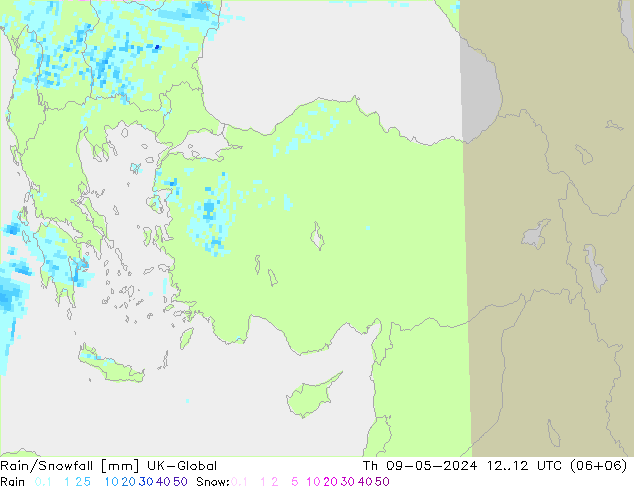 Rain/Snowfall UK-Global Th 09.05.2024 12 UTC