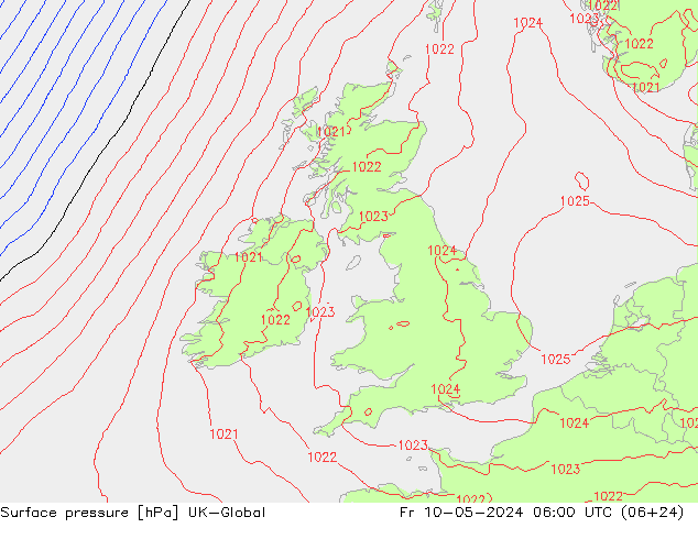 Surface pressure UK-Global Fr 10.05.2024 06 UTC