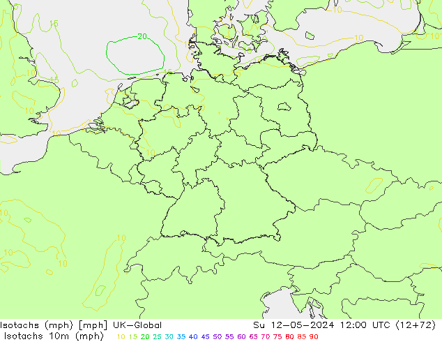 Isotachen (mph) UK-Global zo 12.05.2024 12 UTC