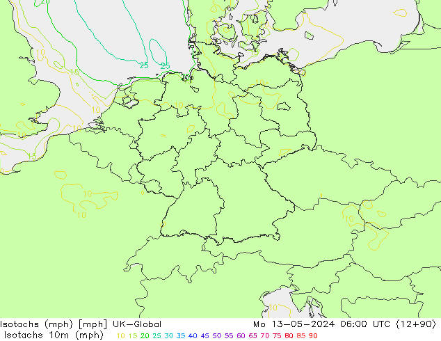 Isotachs (mph) UK-Global lun 13.05.2024 06 UTC