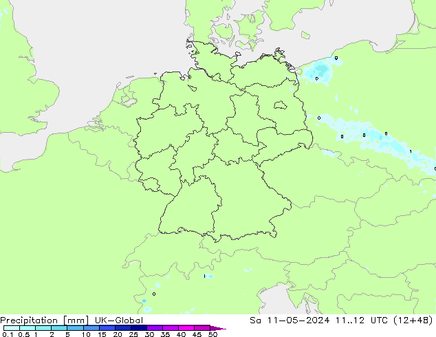 precipitação UK-Global Sáb 11.05.2024 12 UTC