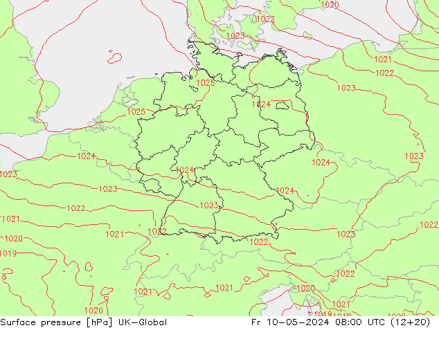 地面气压 UK-Global 星期五 10.05.2024 08 UTC