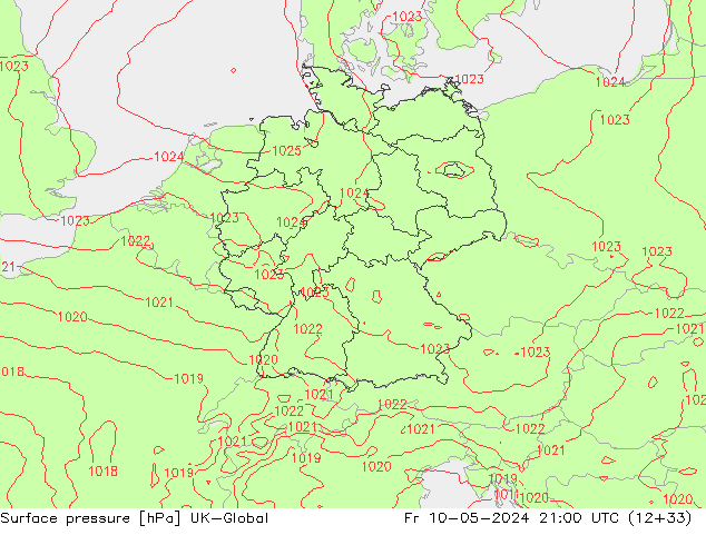 Atmosférický tlak UK-Global Pá 10.05.2024 21 UTC