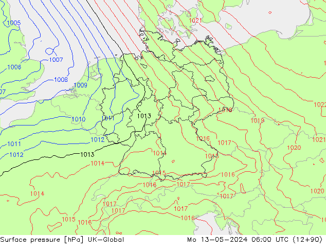 地面气压 UK-Global 星期一 13.05.2024 06 UTC