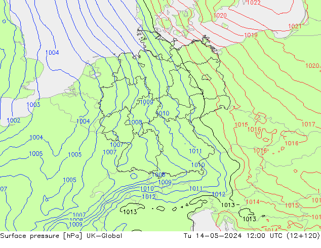 Presión superficial UK-Global mar 14.05.2024 12 UTC