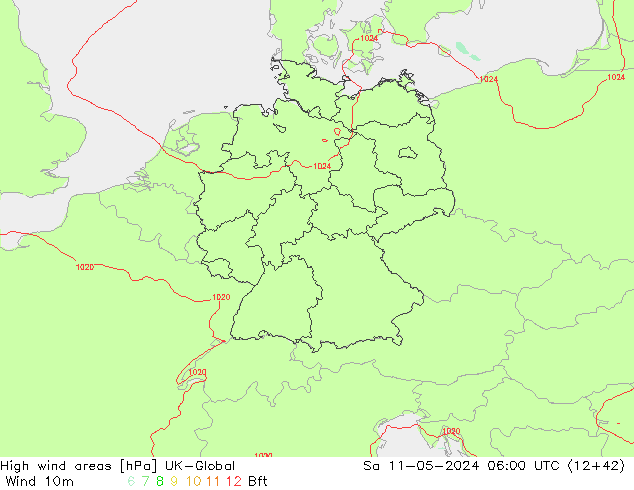 High wind areas UK-Global сб 11.05.2024 06 UTC