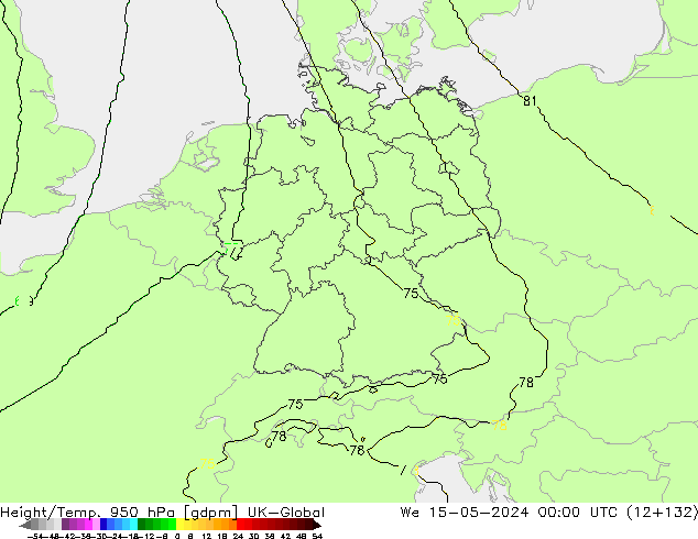 Height/Temp. 950 hPa UK-Global  15.05.2024 00 UTC