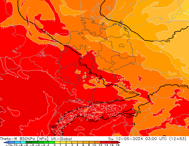 Theta-W 850hPa UK-Global dim 12.05.2024 03 UTC