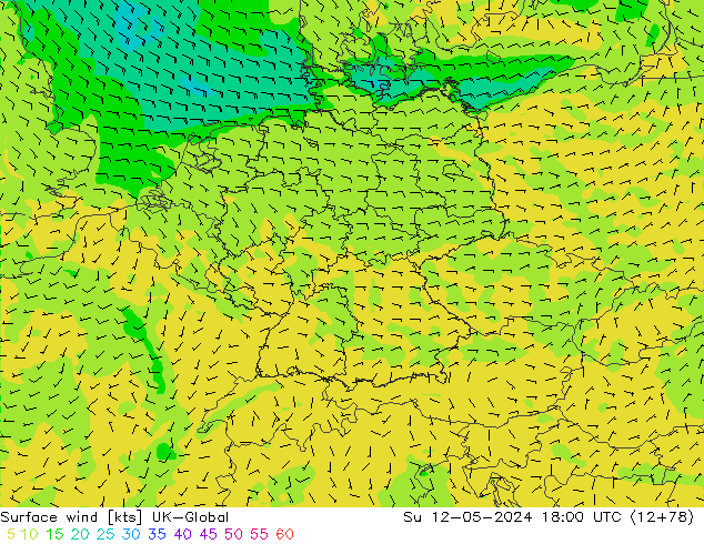 Surface wind UK-Global Su 12.05.2024 18 UTC