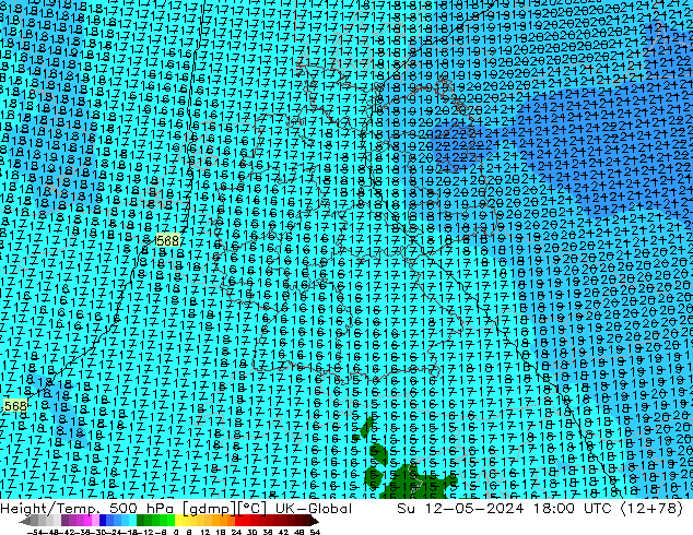 Height/Temp. 500 гПа UK-Global Вс 12.05.2024 18 UTC