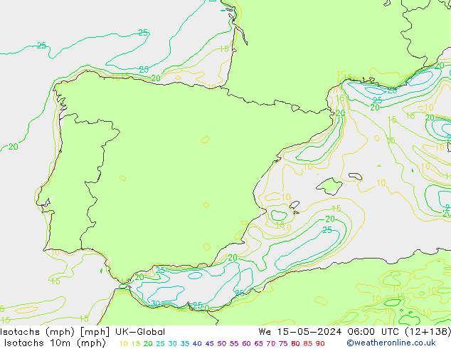 Isotachs (mph) UK-Global Qua 15.05.2024 06 UTC