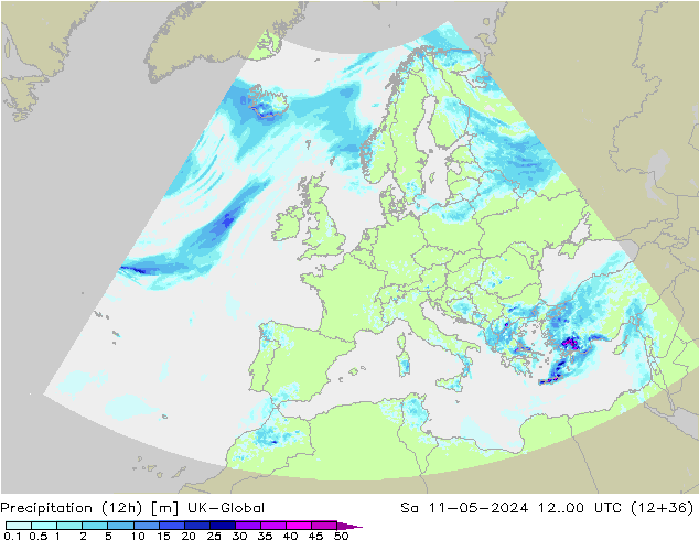 Yağış (12h) UK-Global Cts 11.05.2024 00 UTC