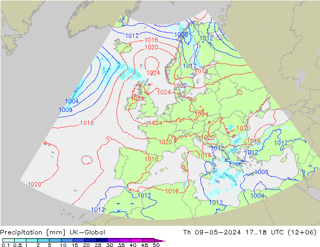 Precipitación UK-Global jue 09.05.2024 18 UTC