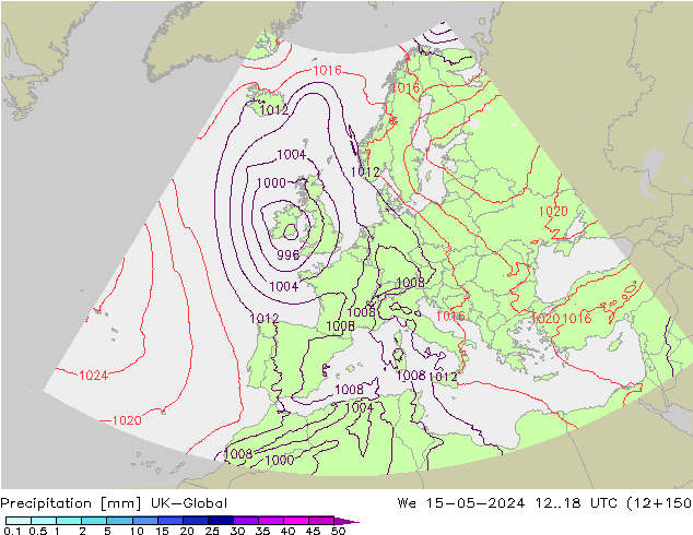 Yağış UK-Global Çar 15.05.2024 18 UTC
