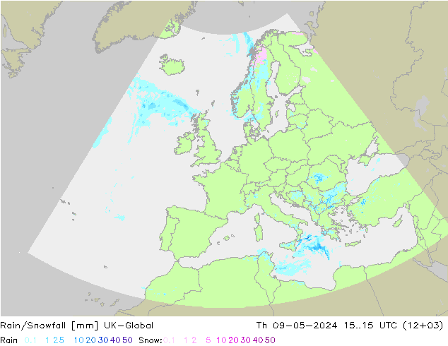 Rain/Snowfall UK-Global чт 09.05.2024 15 UTC