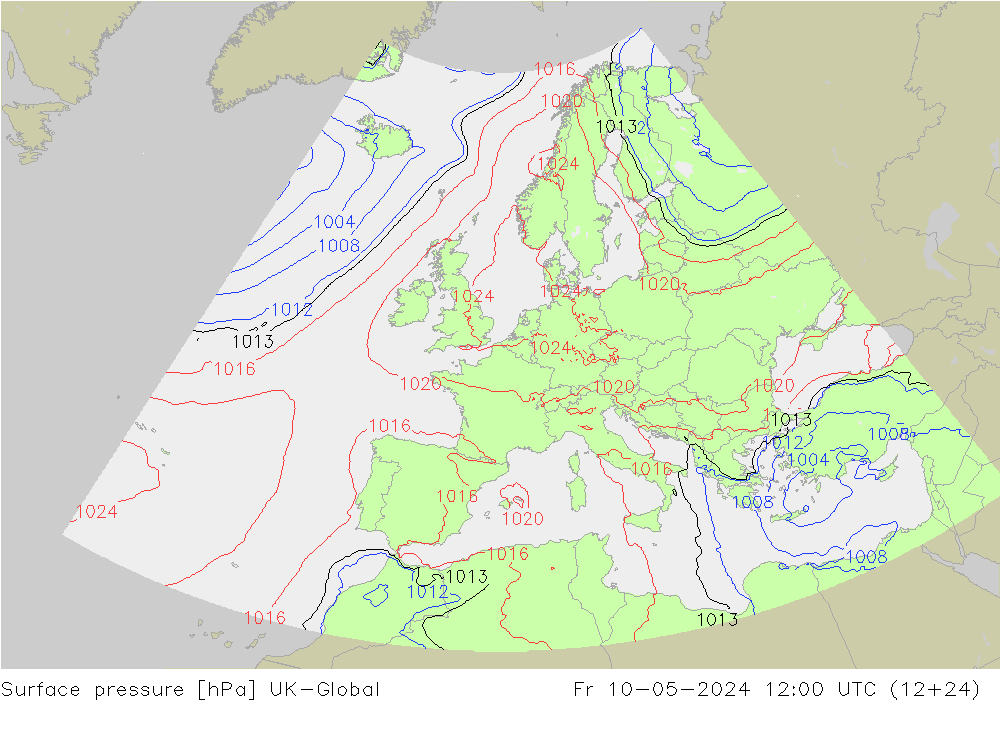 地面气压 UK-Global 星期五 10.05.2024 12 UTC