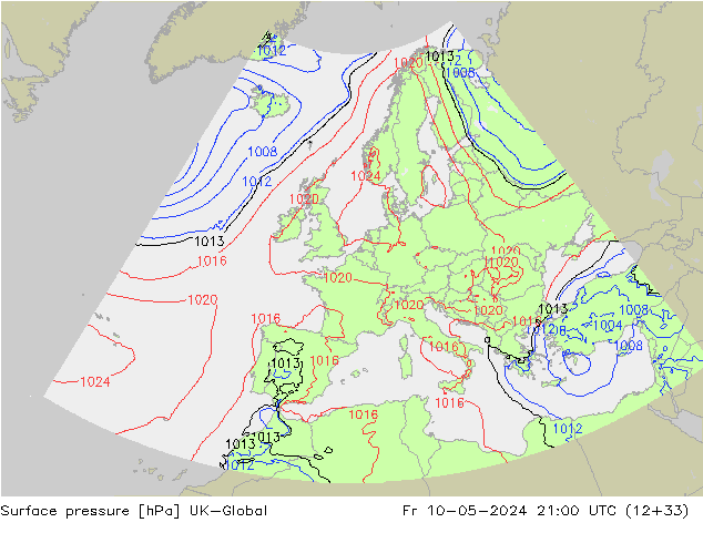 Presión superficial UK-Global vie 10.05.2024 21 UTC