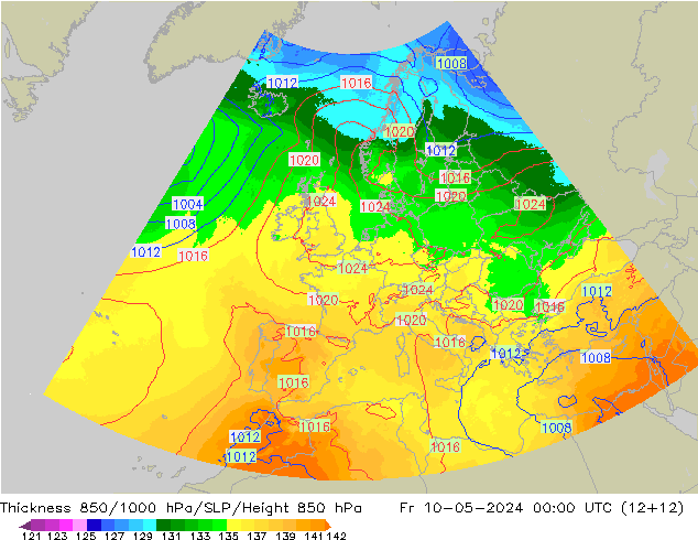 Schichtdicke 850-1000 hPa UK-Global Fr 10.05.2024 00 UTC