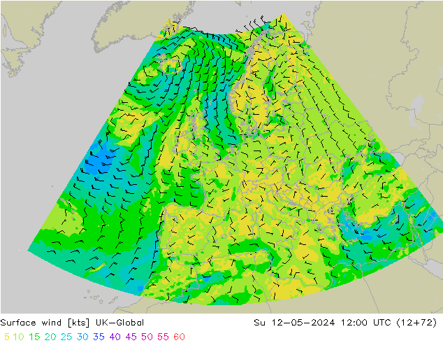 Surface wind UK-Global Su 12.05.2024 12 UTC