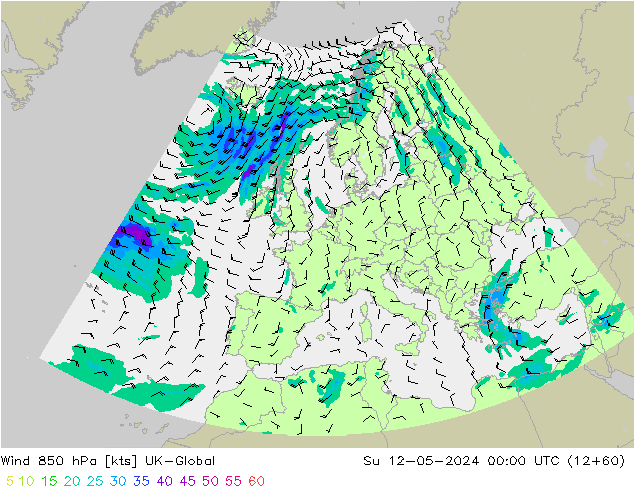 Wind 850 hPa UK-Global Su 12.05.2024 00 UTC