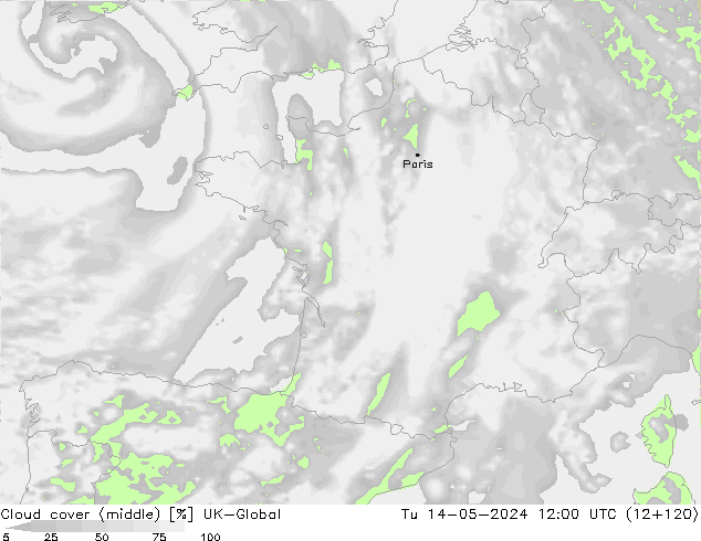 Nuages (moyen) UK-Global mar 14.05.2024 12 UTC