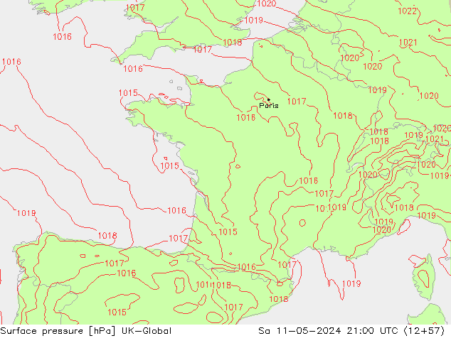 Surface pressure UK-Global Sa 11.05.2024 21 UTC