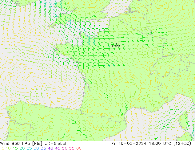Rüzgar 850 hPa UK-Global Cu 10.05.2024 18 UTC