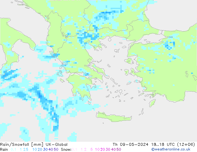 Rain/Snowfall UK-Global Th 09.05.2024 18 UTC