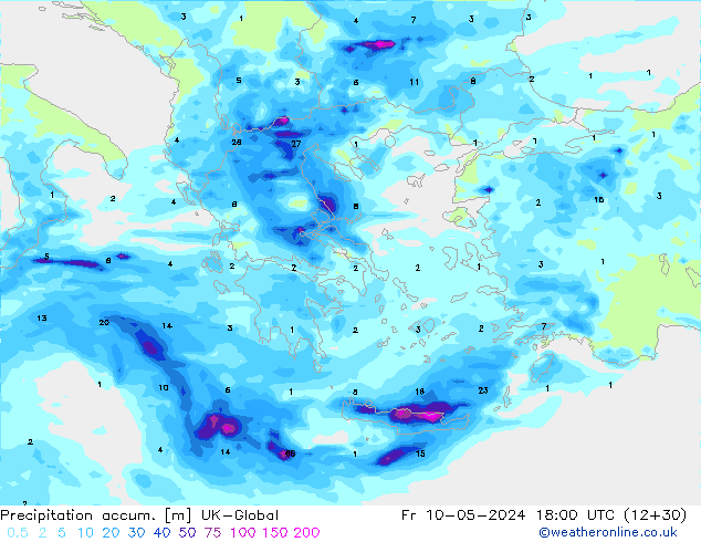 Precipitation accum. UK-Global ven 10.05.2024 18 UTC