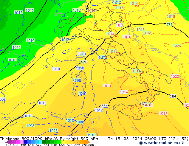 Thck 500-1000hPa UK-Global Čt 16.05.2024 06 UTC