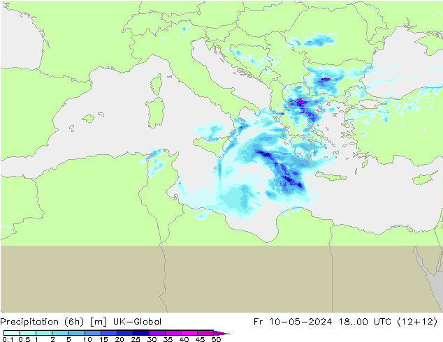 Yağış (6h) UK-Global Cu 10.05.2024 00 UTC