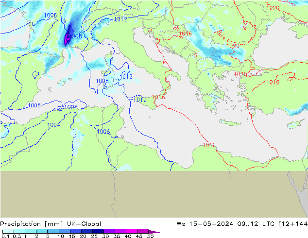 Precipitation UK-Global We 15.05.2024 12 UTC