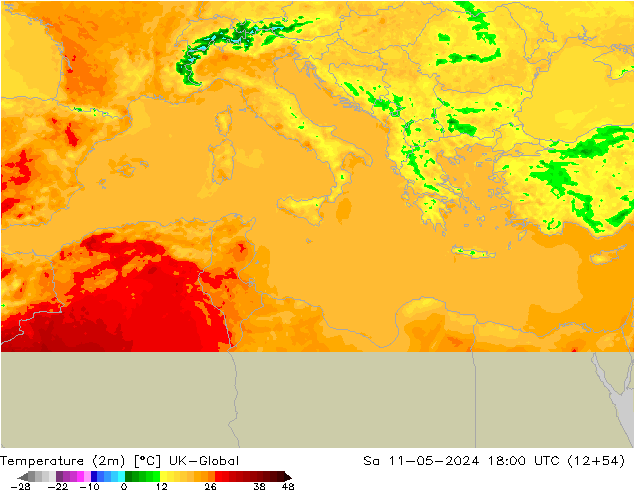 Temperature (2m) UK-Global Sa 11.05.2024 18 UTC