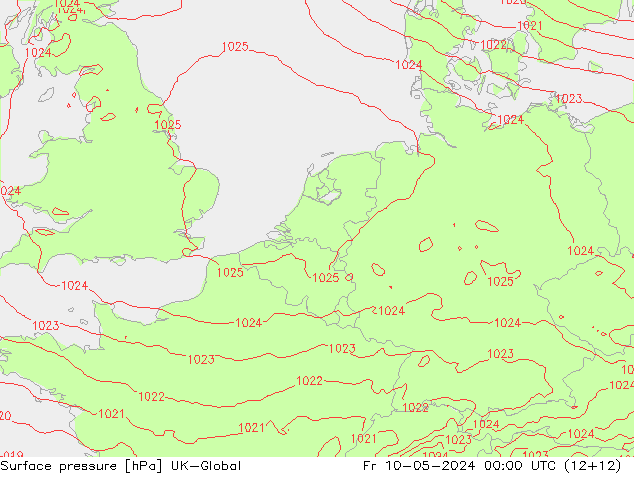 Presión superficial UK-Global vie 10.05.2024 00 UTC