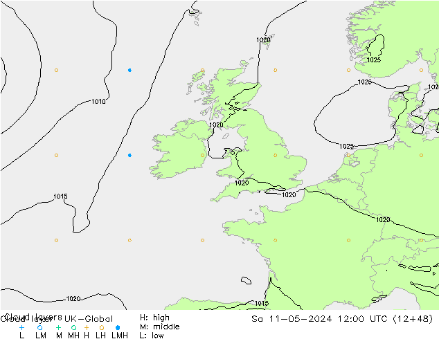 Wolkenschichten UK-Global Sa 11.05.2024 12 UTC
