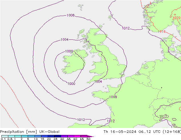 Precipitación UK-Global jue 16.05.2024 12 UTC