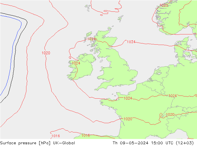 приземное давление UK-Global чт 09.05.2024 15 UTC