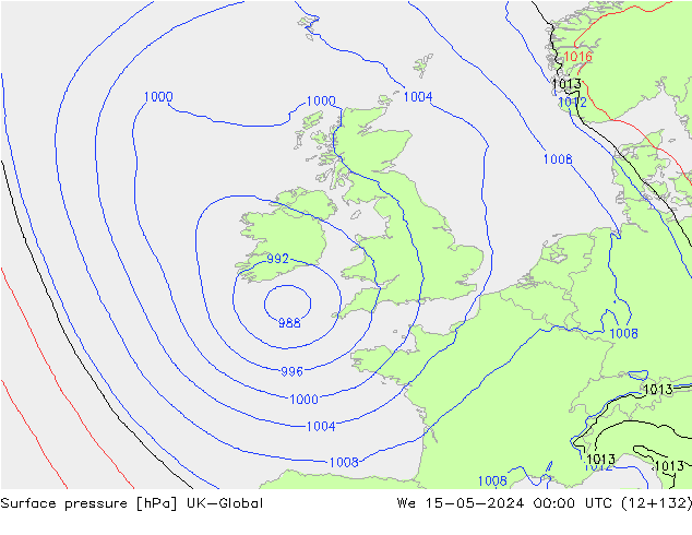 pressão do solo UK-Global Qua 15.05.2024 00 UTC