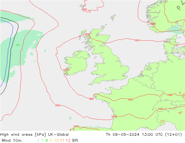 High wind areas UK-Global jeu 09.05.2024 13 UTC