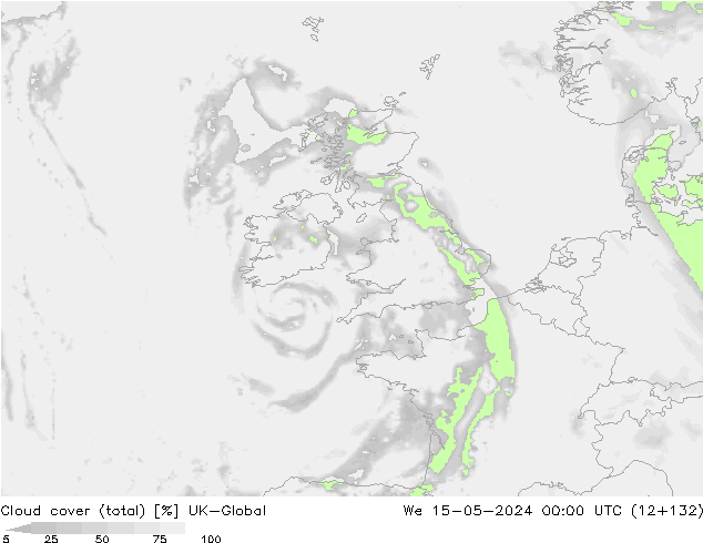 Cloud cover (total) UK-Global We 15.05.2024 00 UTC